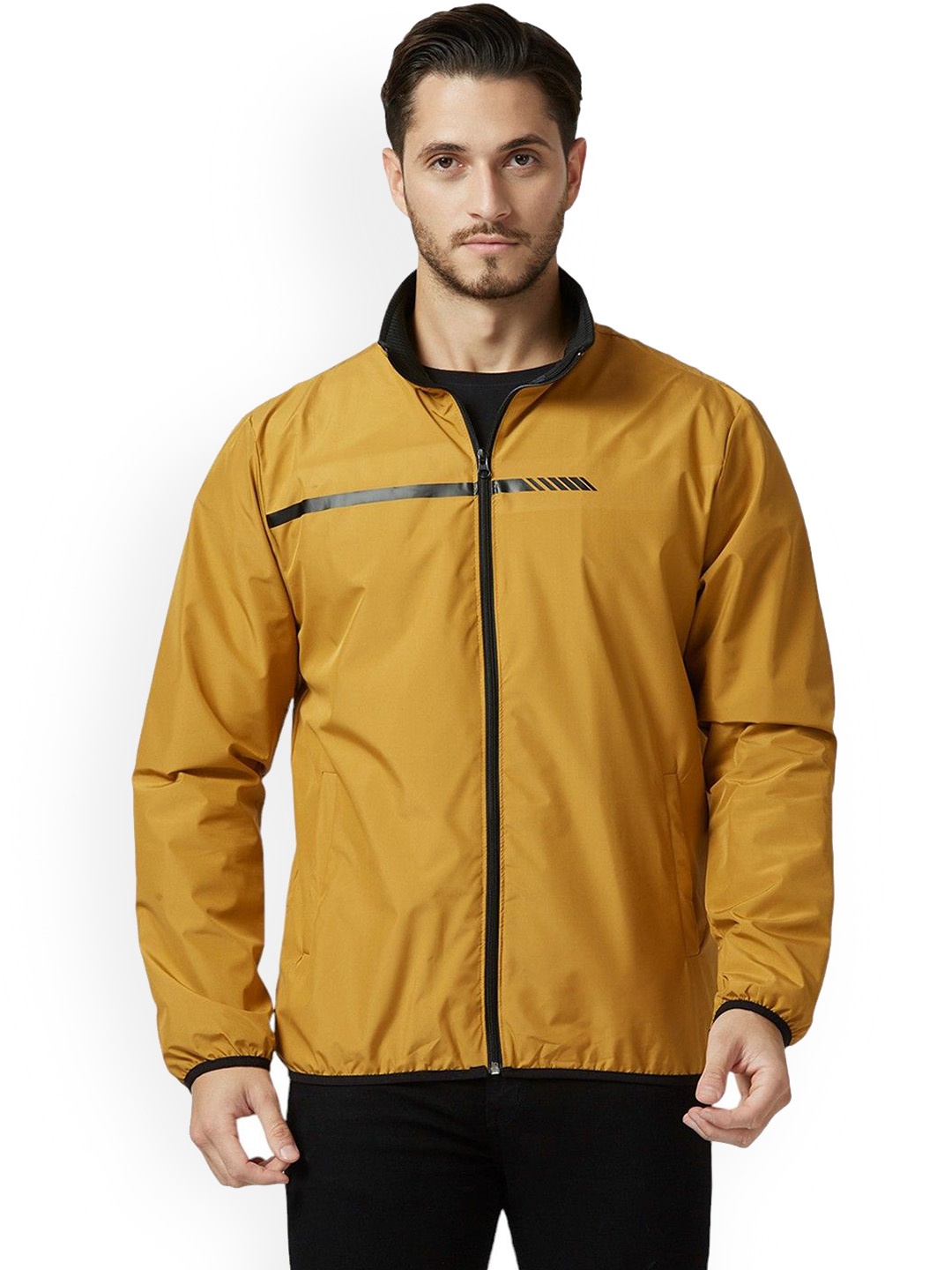 

Zeel Men Sweat Wicking Windcheater Open Front Jacket, Yellow