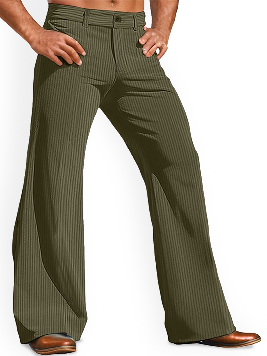 

StyleCast x Revolte Men Easy Wash Mid-Rise Bootcut Trousers, Green