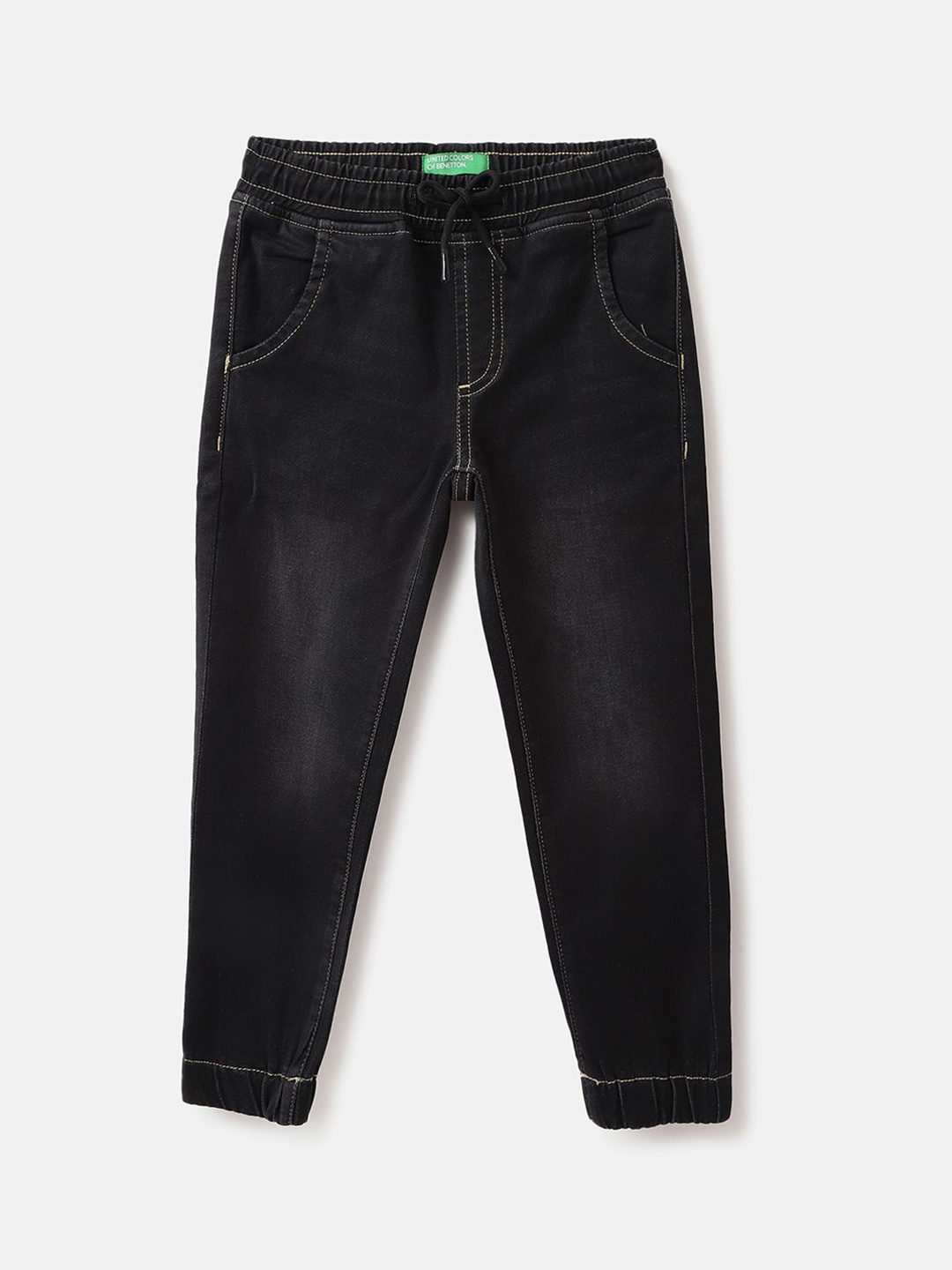 

United Colors of Benetton Boys Mid-Rise Jogger Fit Jeans, Black