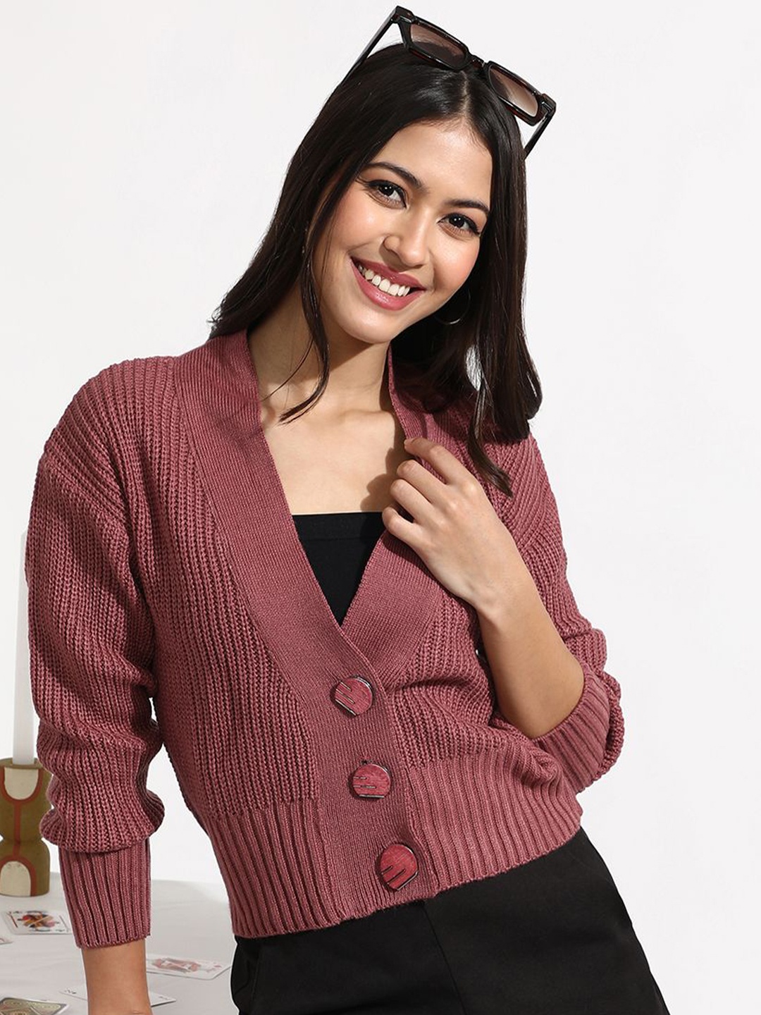 

Campus Sutra Women Long Sleeves Sweaters, Pink