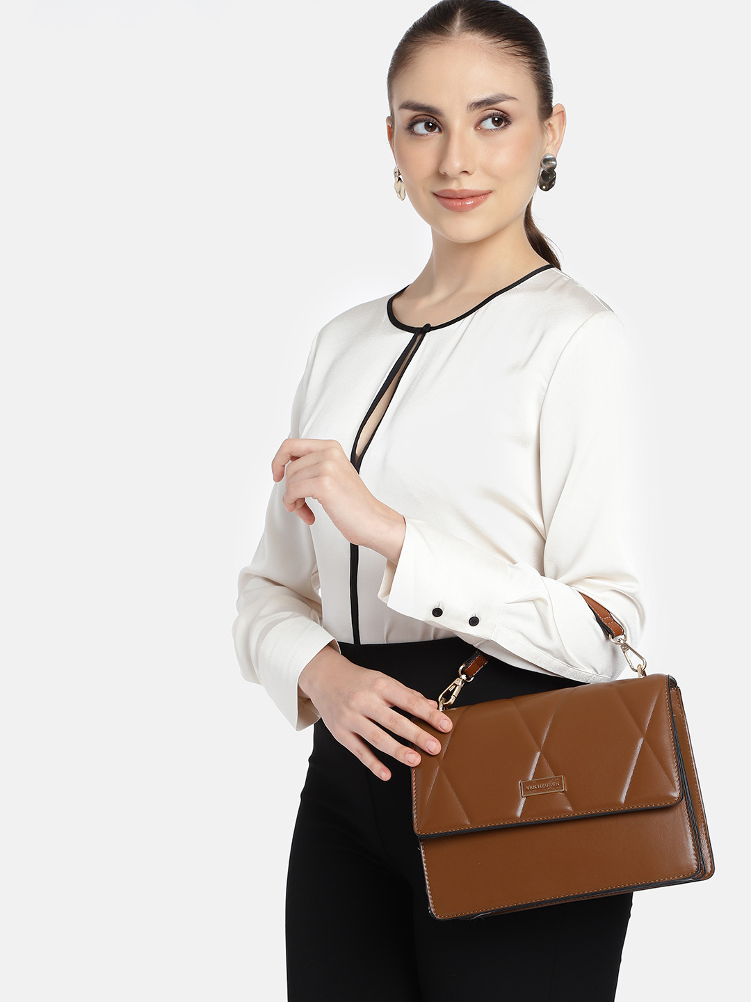 

Van Heusen Self-Design Satchel, Tan