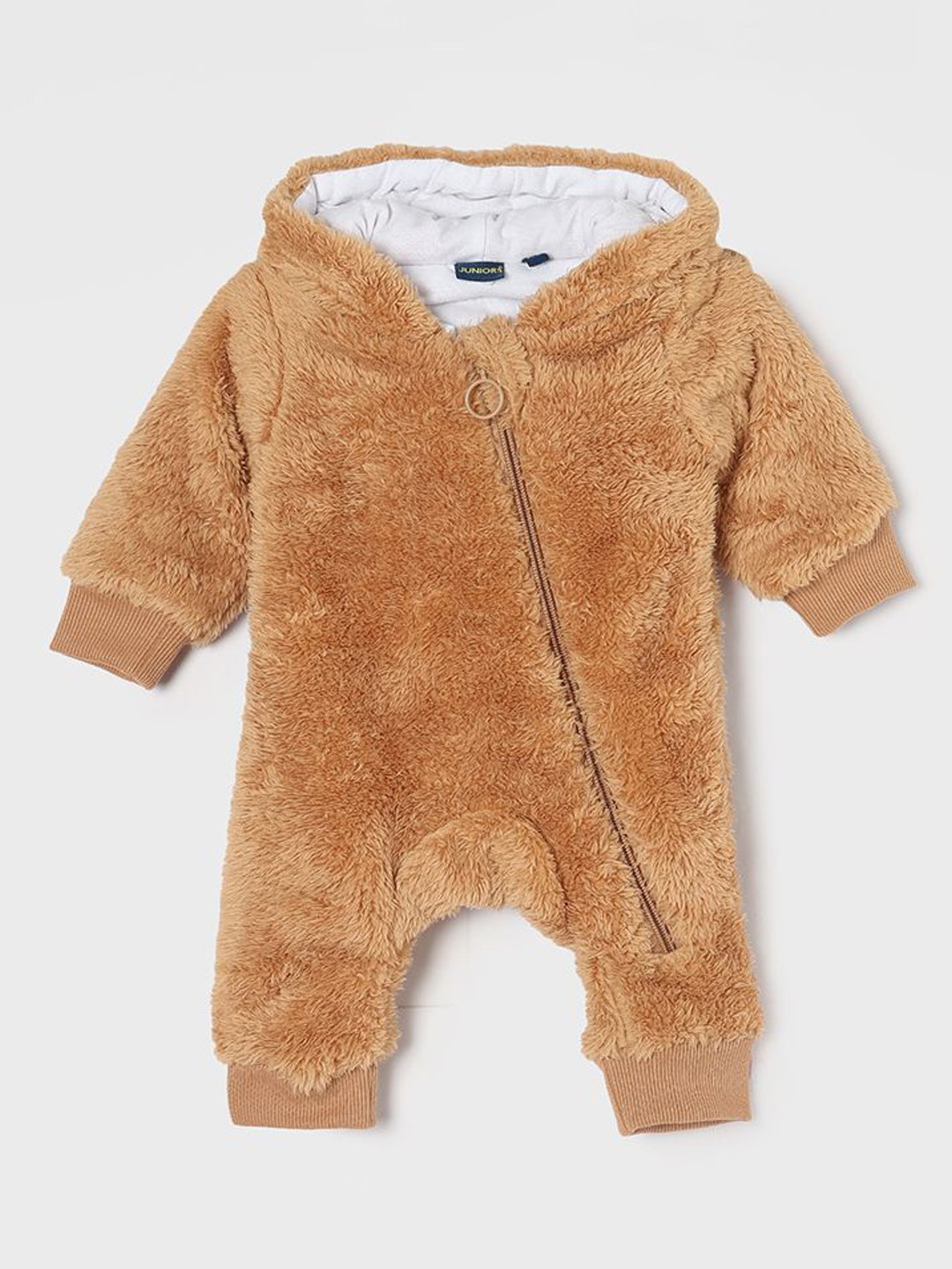 

Juniors by Lifestyle Infants Boys Hooded Fur Rompers, Brown