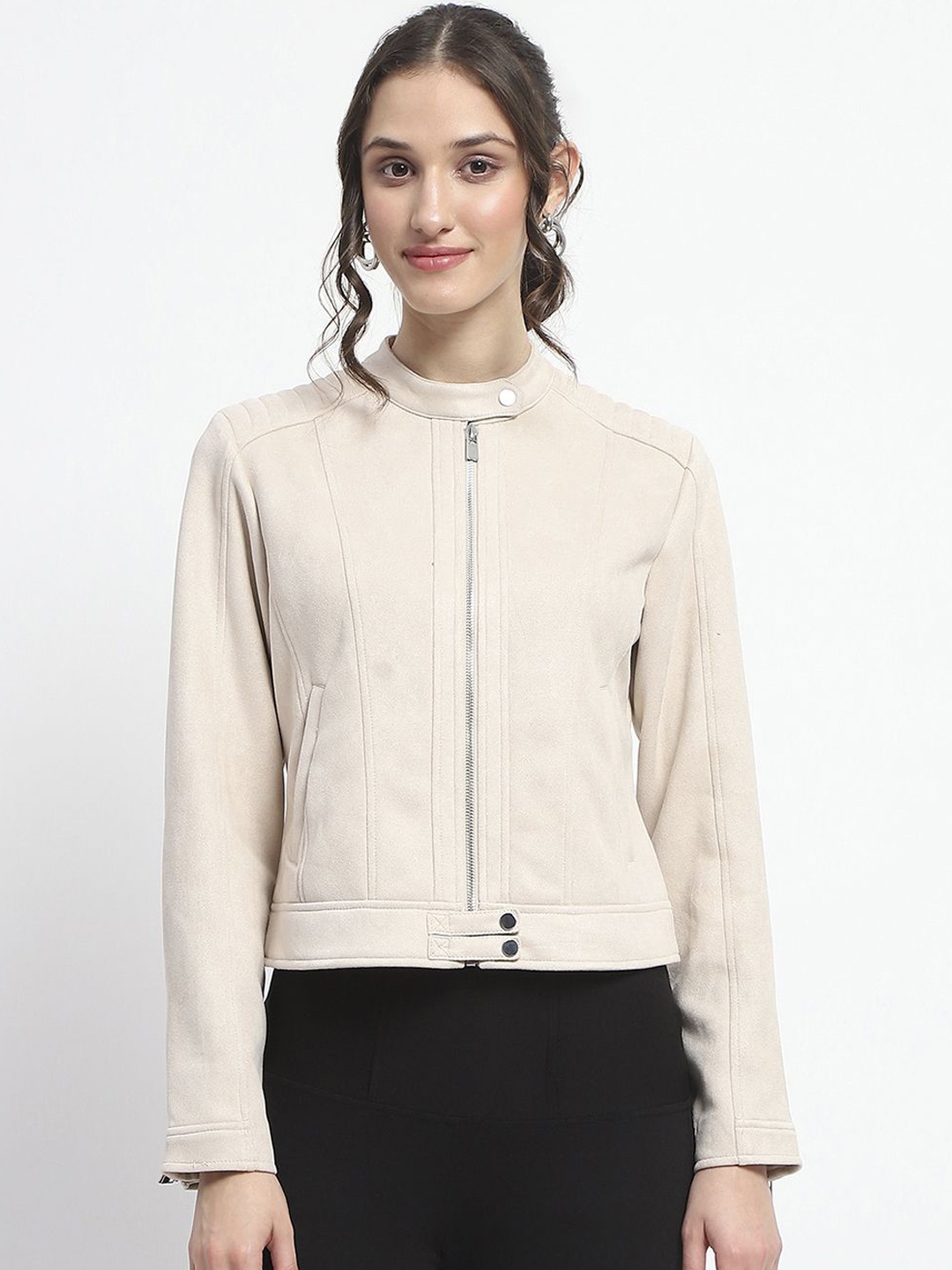 

Madame Women Crop Tailored Jacket, Beige