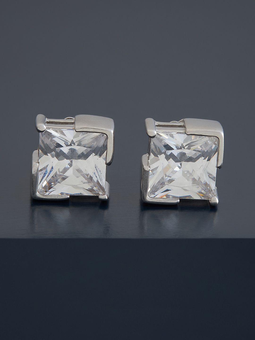 

Kushal's Fashion Jewellery Sterling Silver Zircon Rhodium-Plated Studs