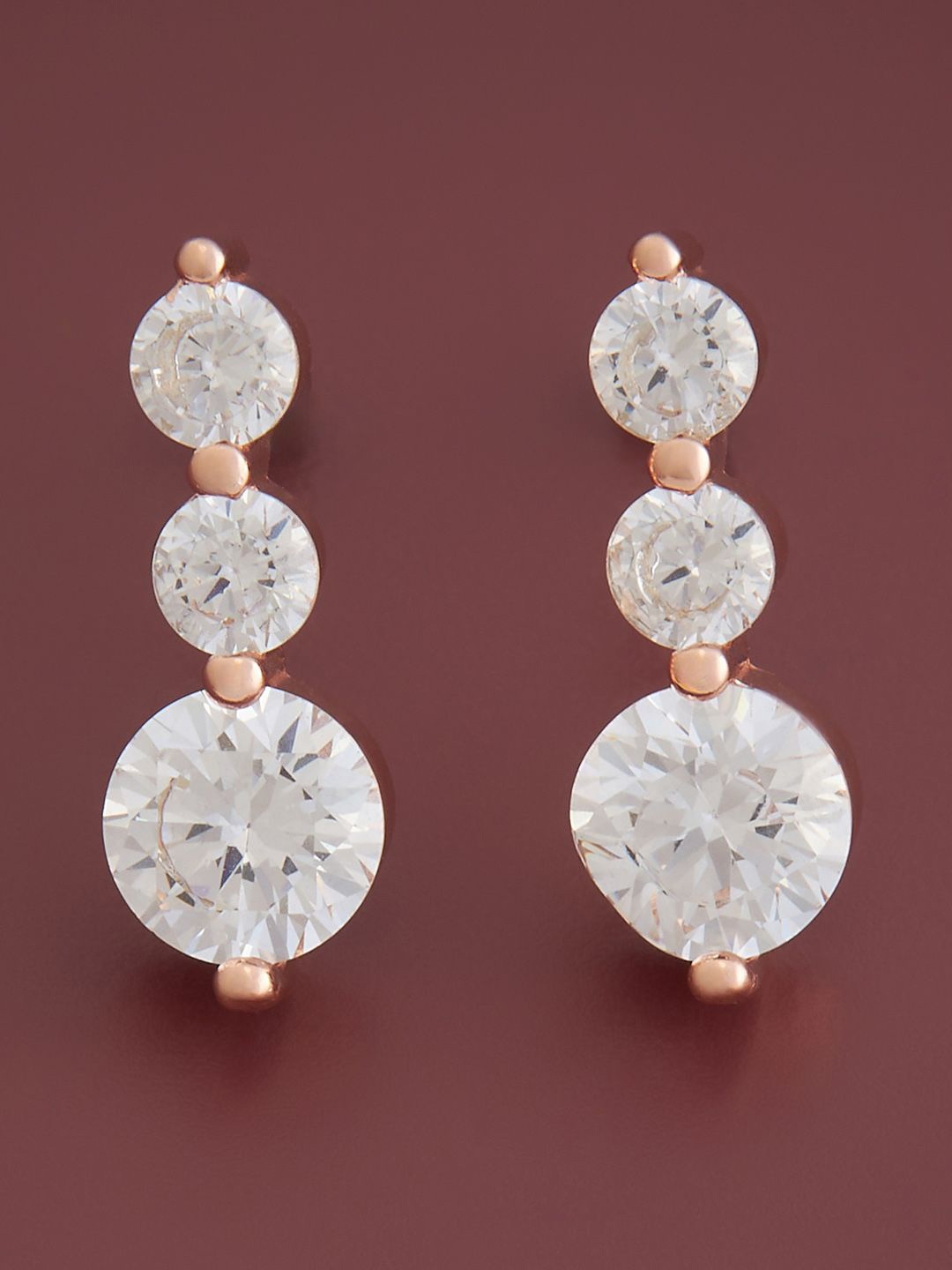 

Kushal's Fashion Jewellery Sterling Silver Zircon Rose Gold-Plated Studs