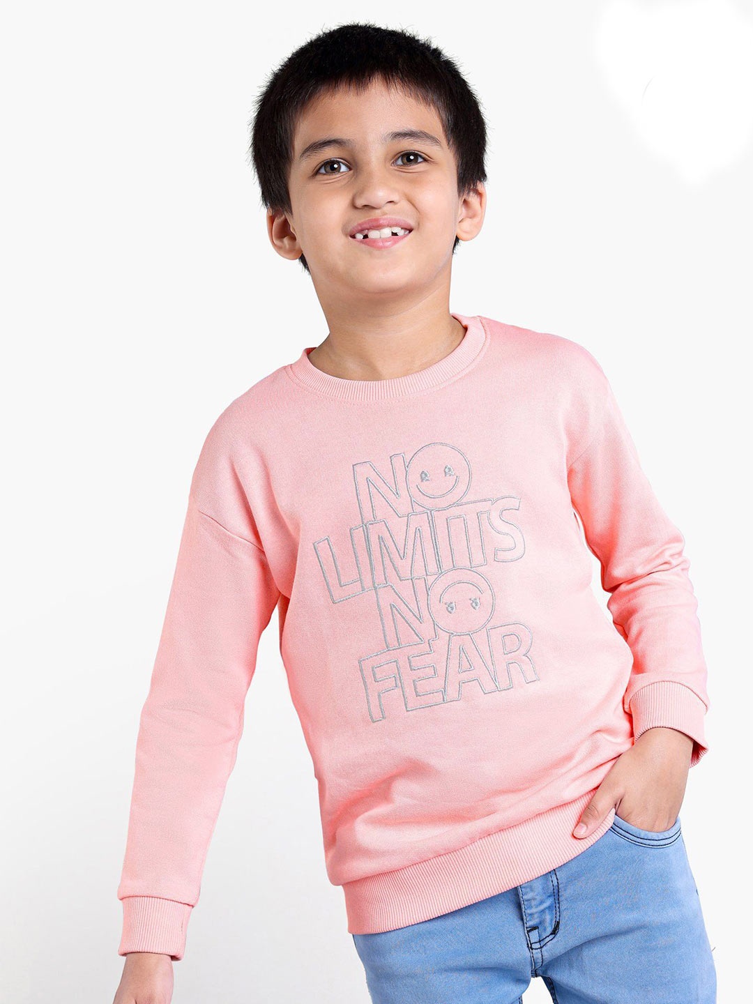 

Honeyhap Boys Typography Printed Long Sleeves Sweatshirt, Pink