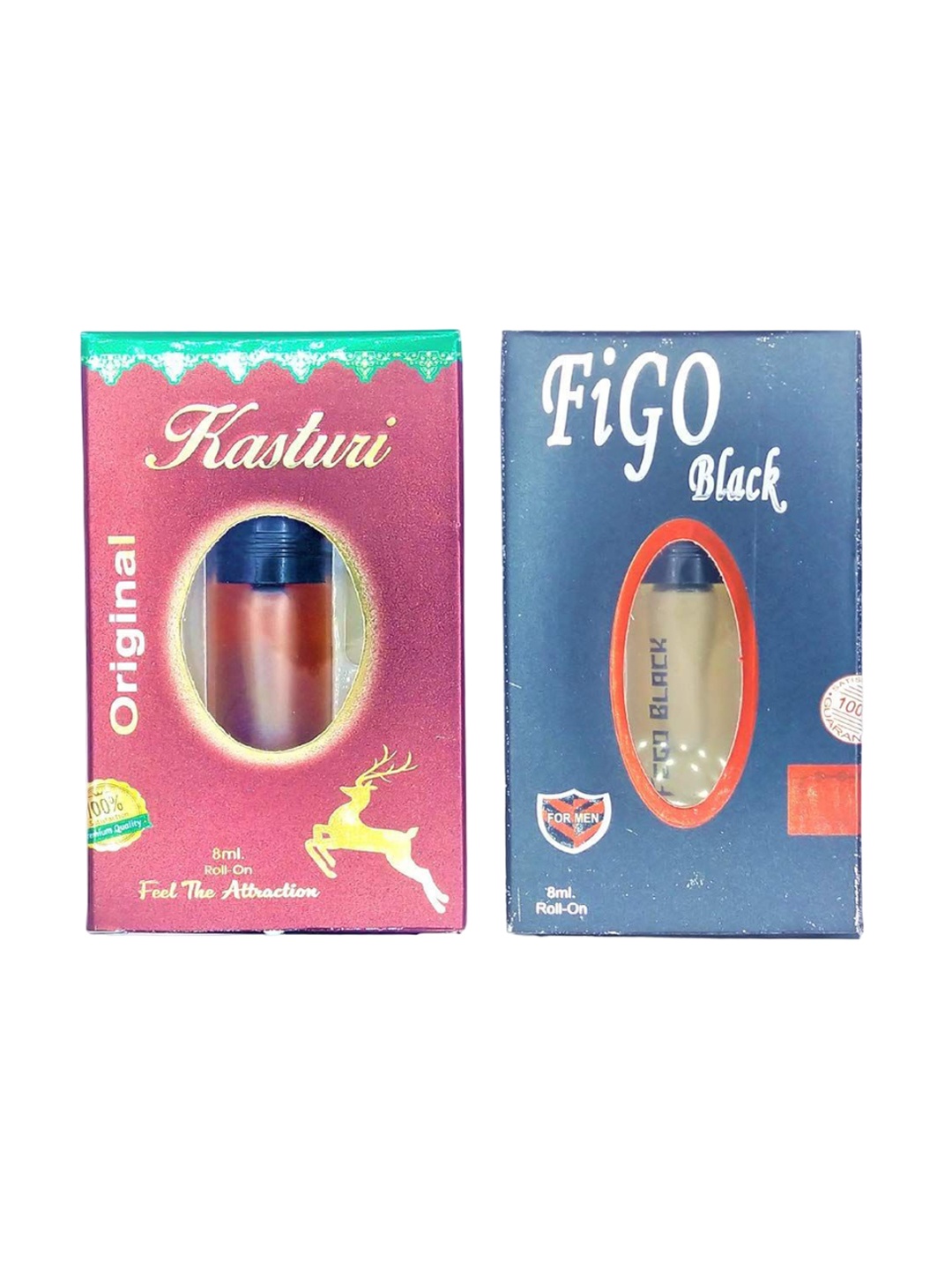 

RAVIOUR LIFESTYLE Set Of 2 Figo Black & Kasturi Non Alcoholic Roll On Attar - 8 ml Each, Transparent
