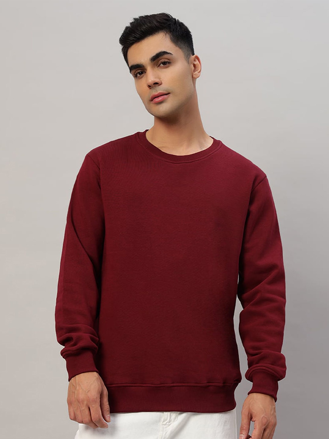 

Juxar Men Round Neck Cotton Pullover Sweatshirt, Brown