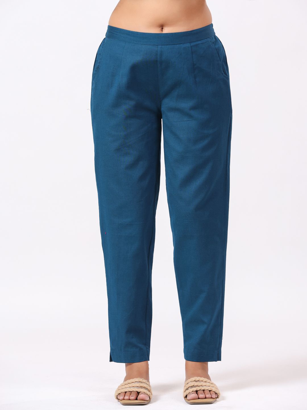 

PIROH Women Regular Fit Cotton Trouser, Blue