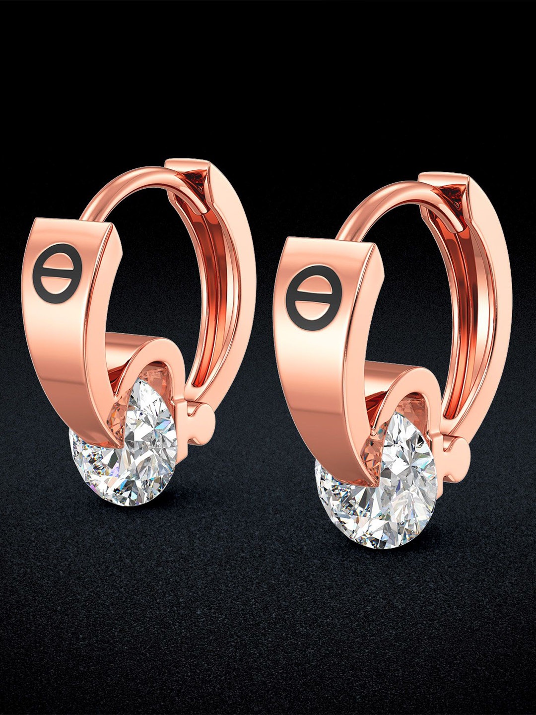 

Joyalukkas Women 18KT Chic Round Hoop Earrings Round Gold, Rose gold