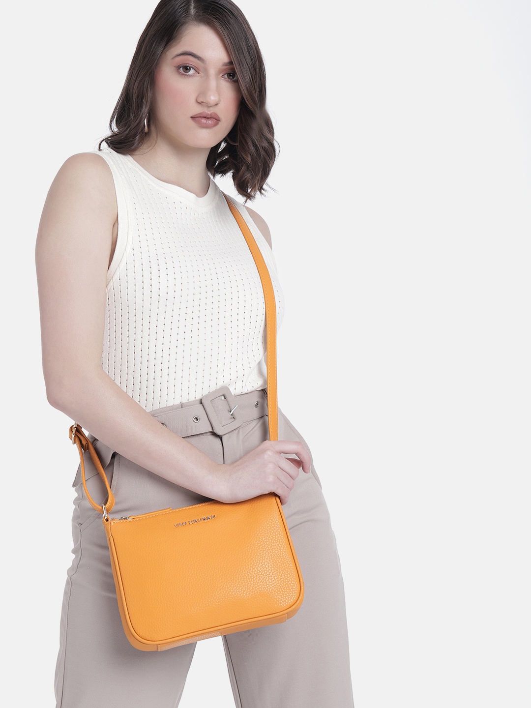 

Van Heusen Solid Sling Bag, Mustard