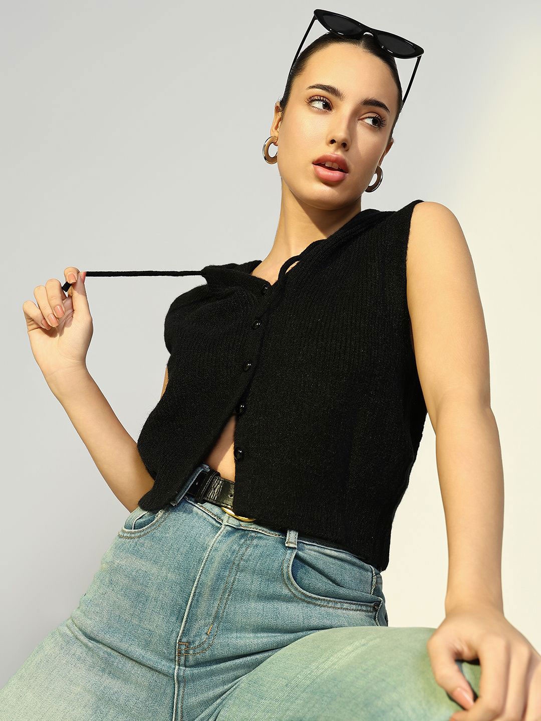 

SHOWOFF Women Hooded Sleeveless Top, Black