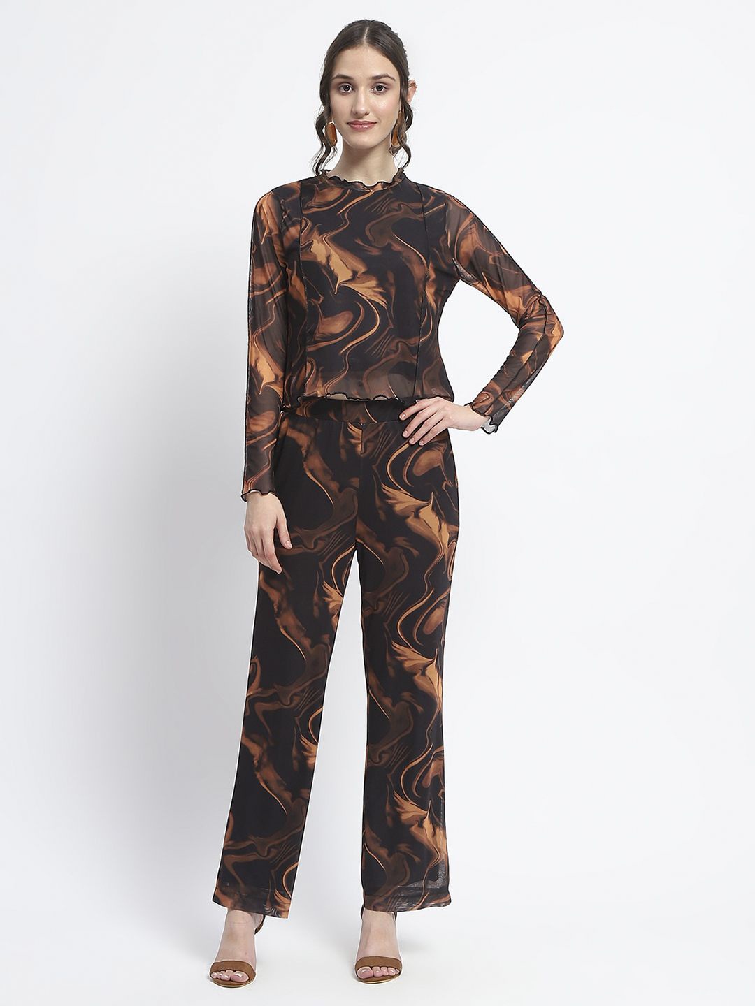 

Madame Printed Top & Trousers Co-Ords, Black