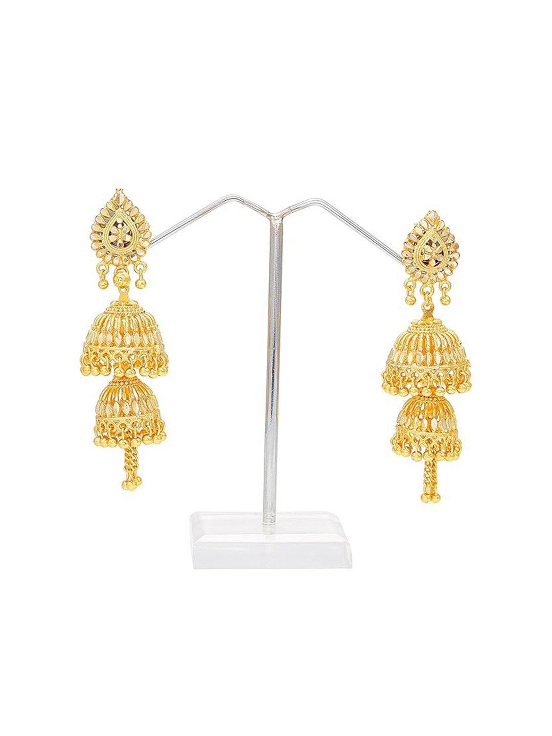 

MEMOIR Gold-Plated Double Umbrella Classic Jhumkas