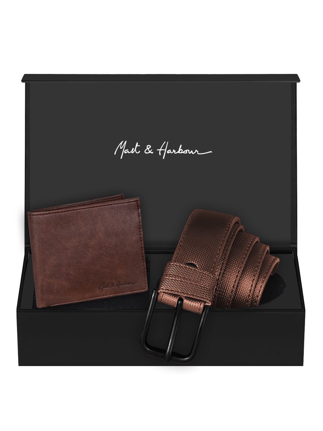 

Mast & Harbour Men Accessory Gift Set of Wallet & Belt, Brown