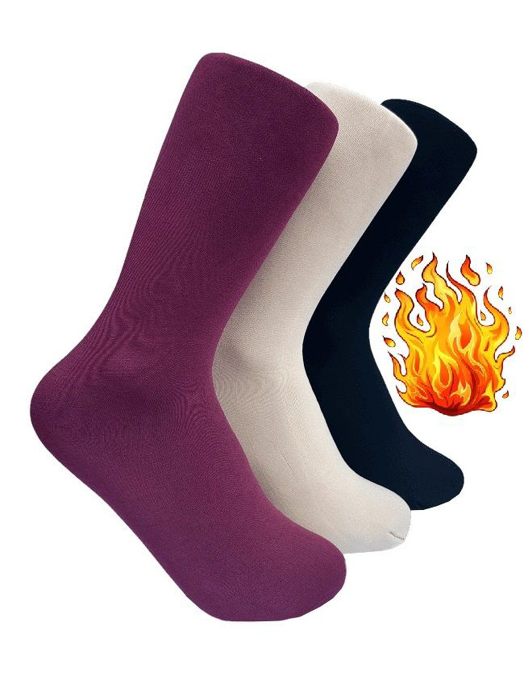 

Alexvyan Women Pack Of 3 Calf-Length Warm Socks, Red