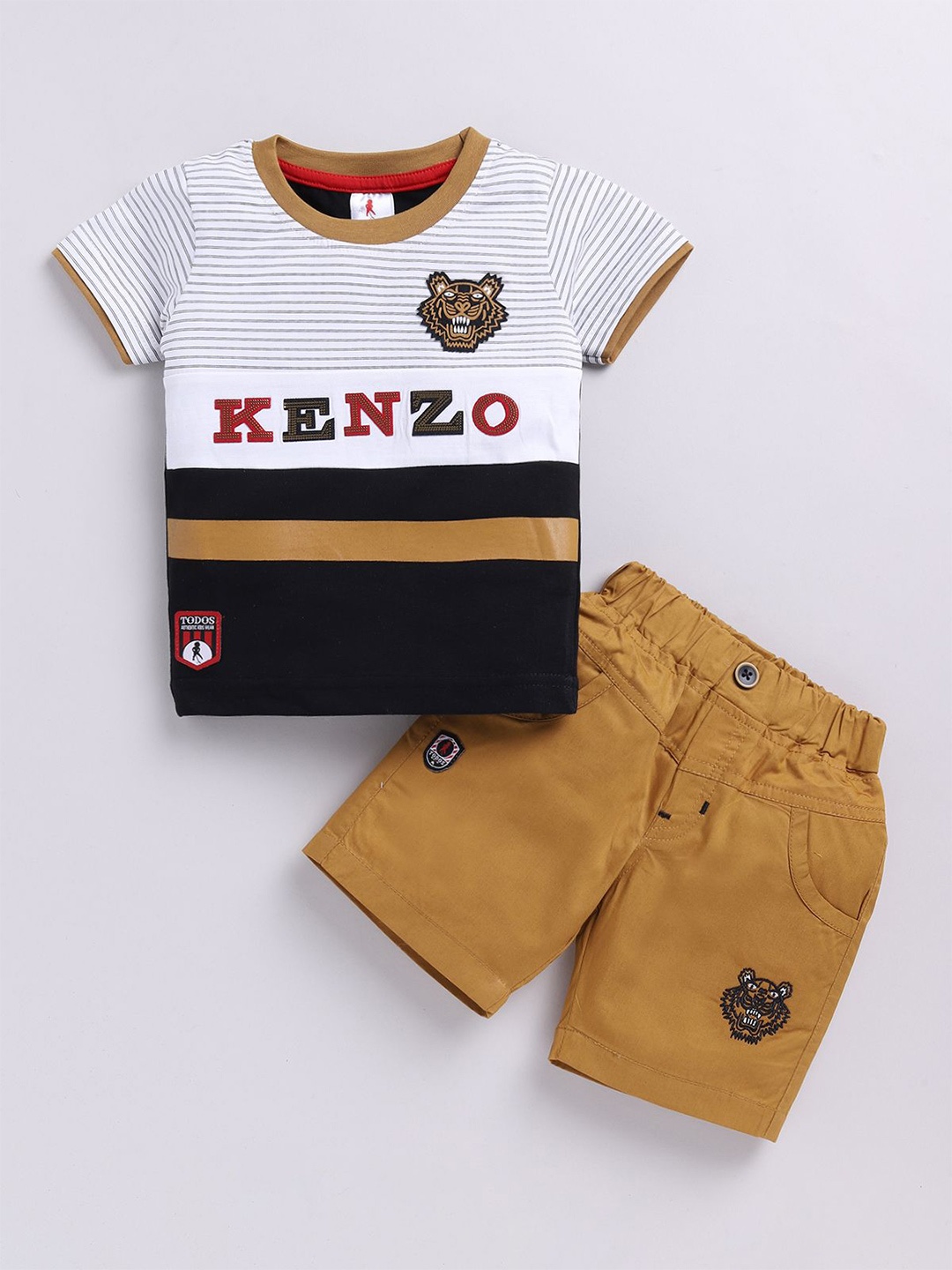 

Annie Infants Boys Printed Pure Cotton T-shirt with Shorts, White