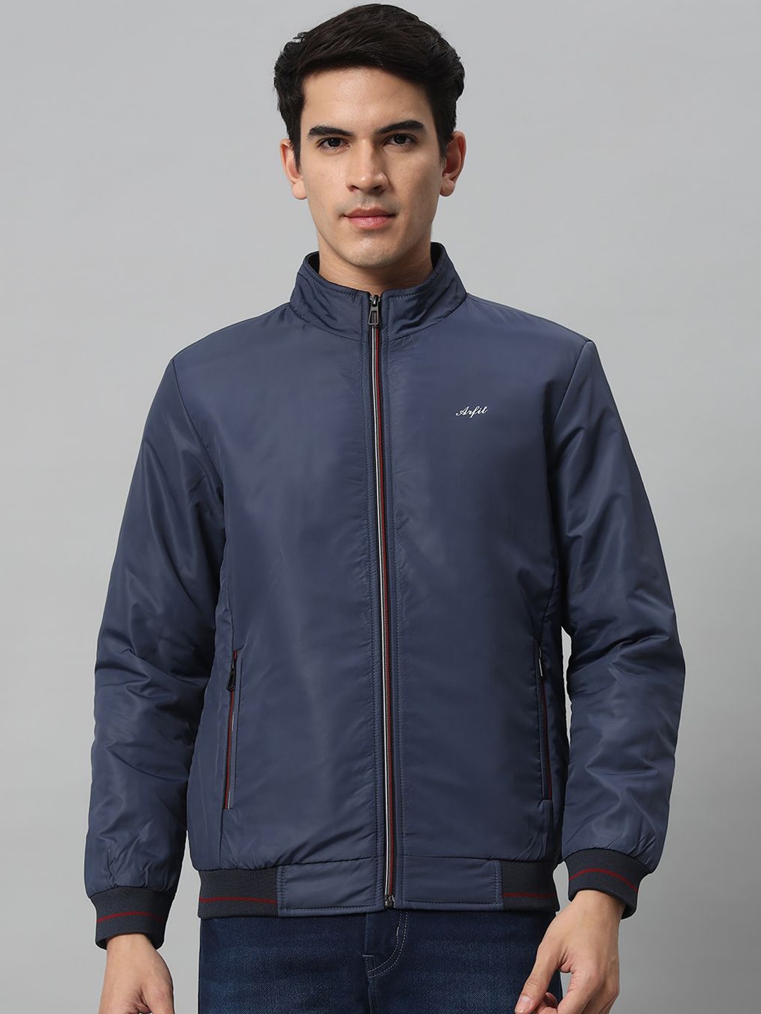 

AR-FIT Men Solid Water Resistant Open Front Jacket, Navy blue