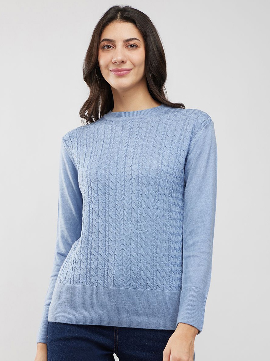 

FableStreet Women Cable Knit Pullover, Blue