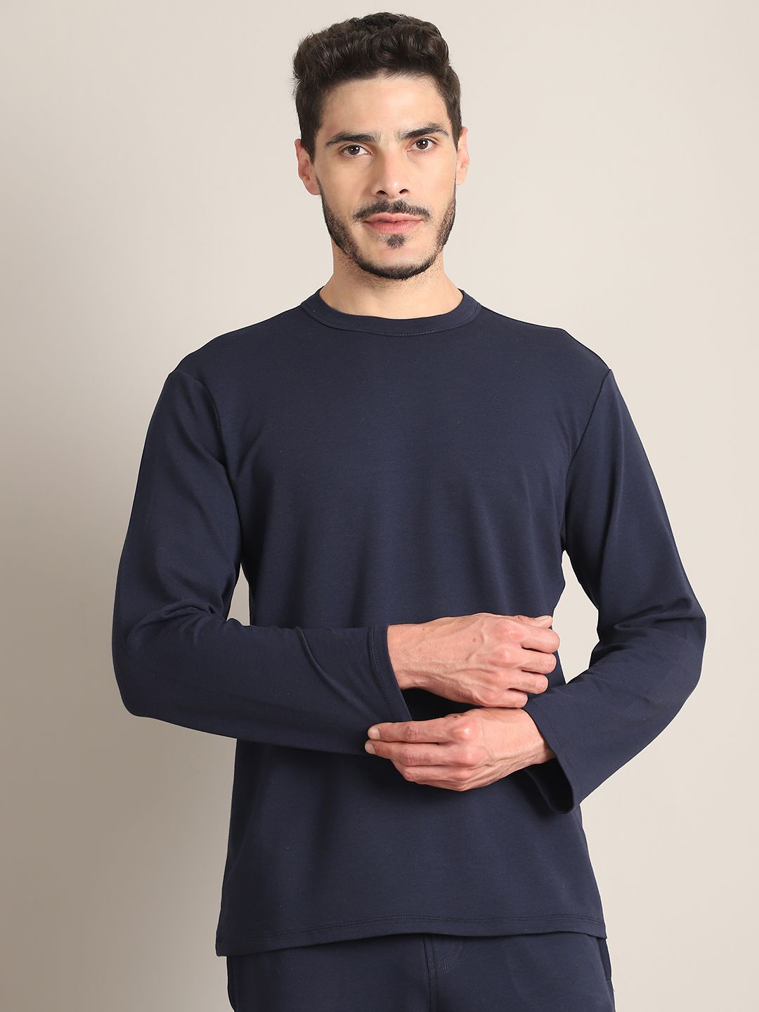 

Rute Men Pure Cotton Full Sleeves Round Neck Sweatshirt, Navy blue