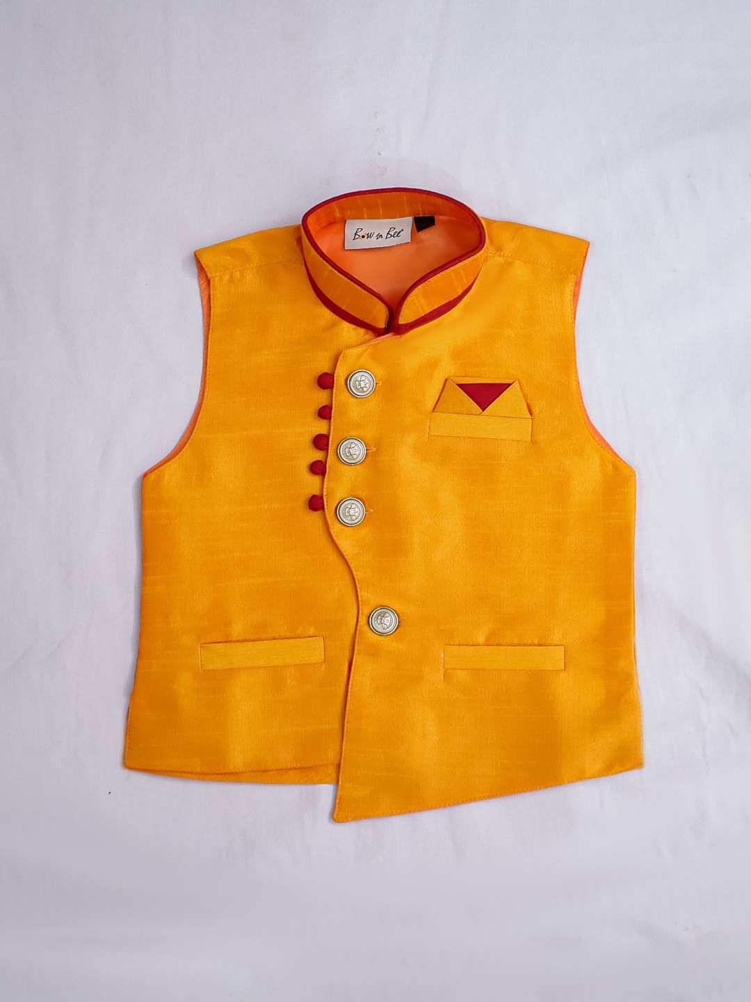 

BownBee Boys Mandarin Neck Waistcoat, Yellow