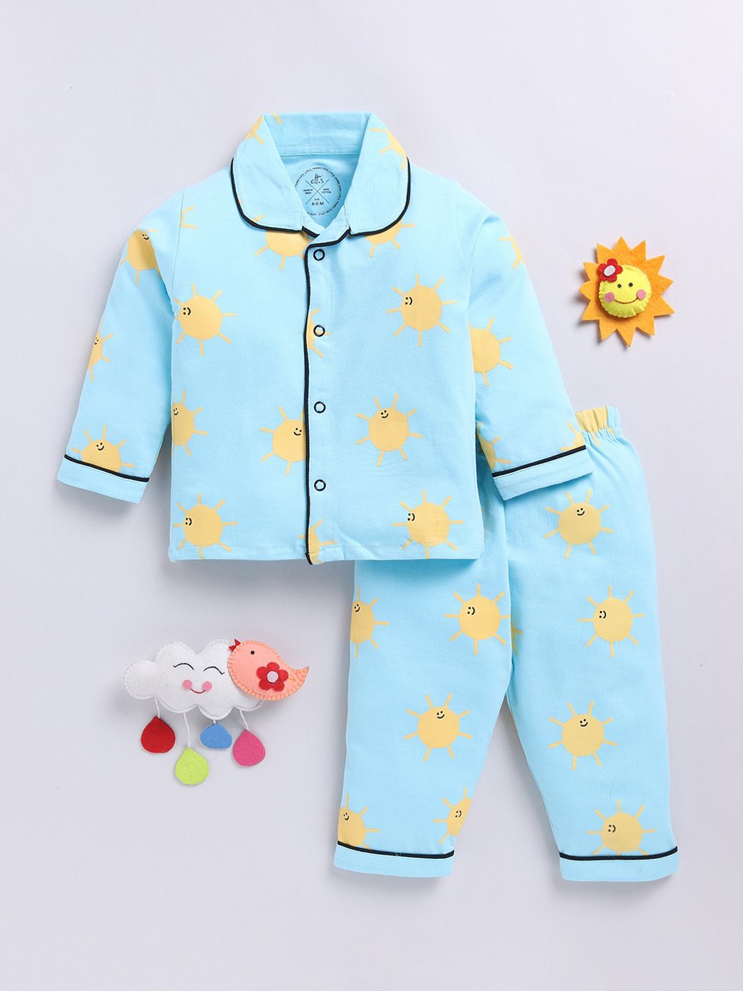 

Clt.s Kids Graphic Printed Pure Cotton Night suit, Blue