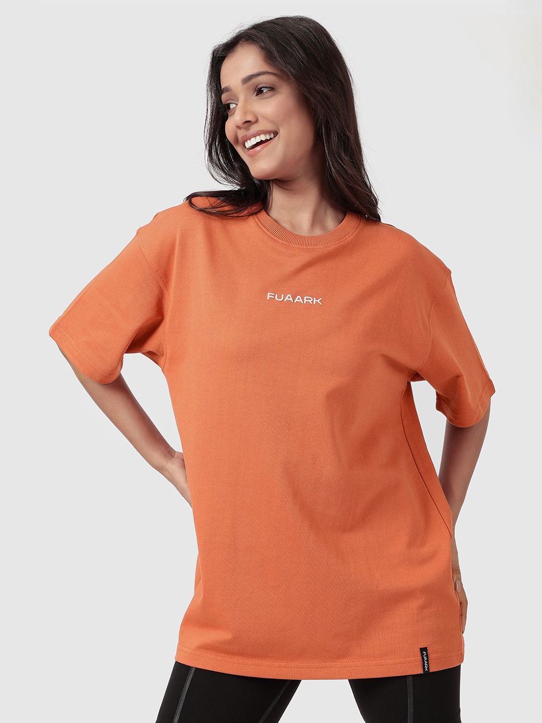 

FUAARK Drop-Shoulder Sleeves Pure Cotton Oversized Abzorb Sports T-shirt, Rust