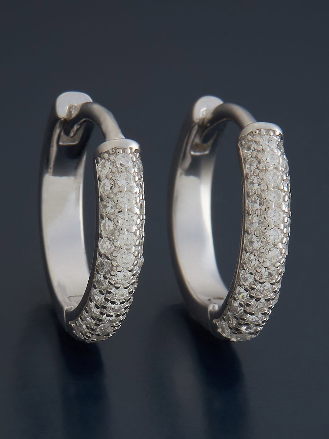 

Kushal's Fashion Jewellery Sterling Silver Zircon Rhodium-Plated Hoop Earrings