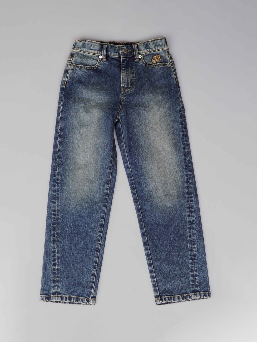

Jack & Jones Junior Boys Cotton Relaxed Fit Heavy Fade Stretchable Jeans, Blue
