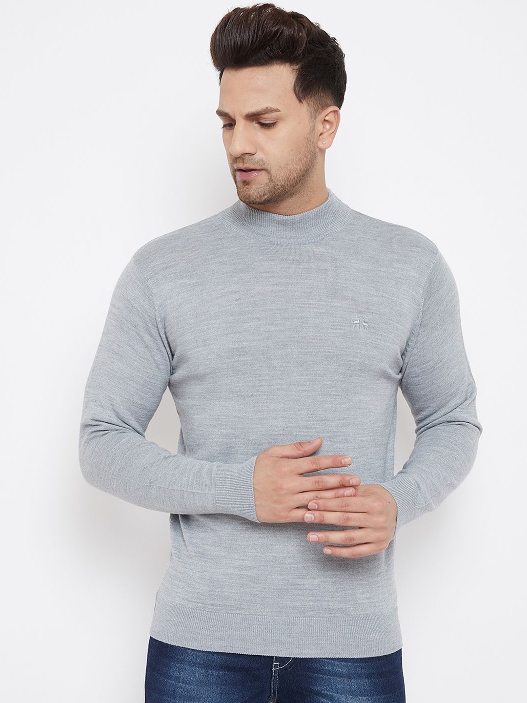 

98 Degree North Men Turtle Neck Woollen Pullover Sweater, Grey