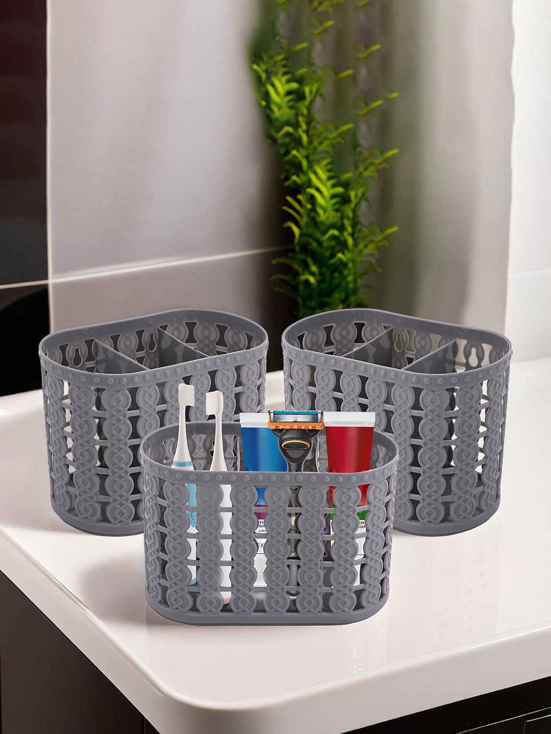 

Kuber Industries Grey 3 Pieces Hanging & Wall Mounted Organisers