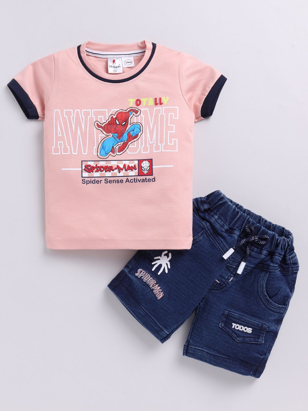 

Annie Boys Printed T-shirt with Shorts, Peach