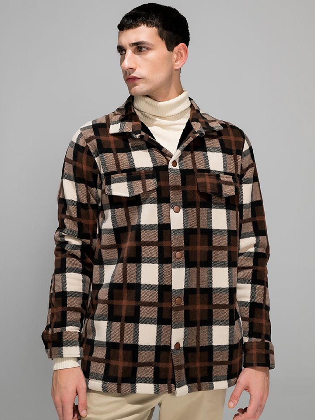

EDRIO Checked Lightweight Tailored Jacket, Brown
