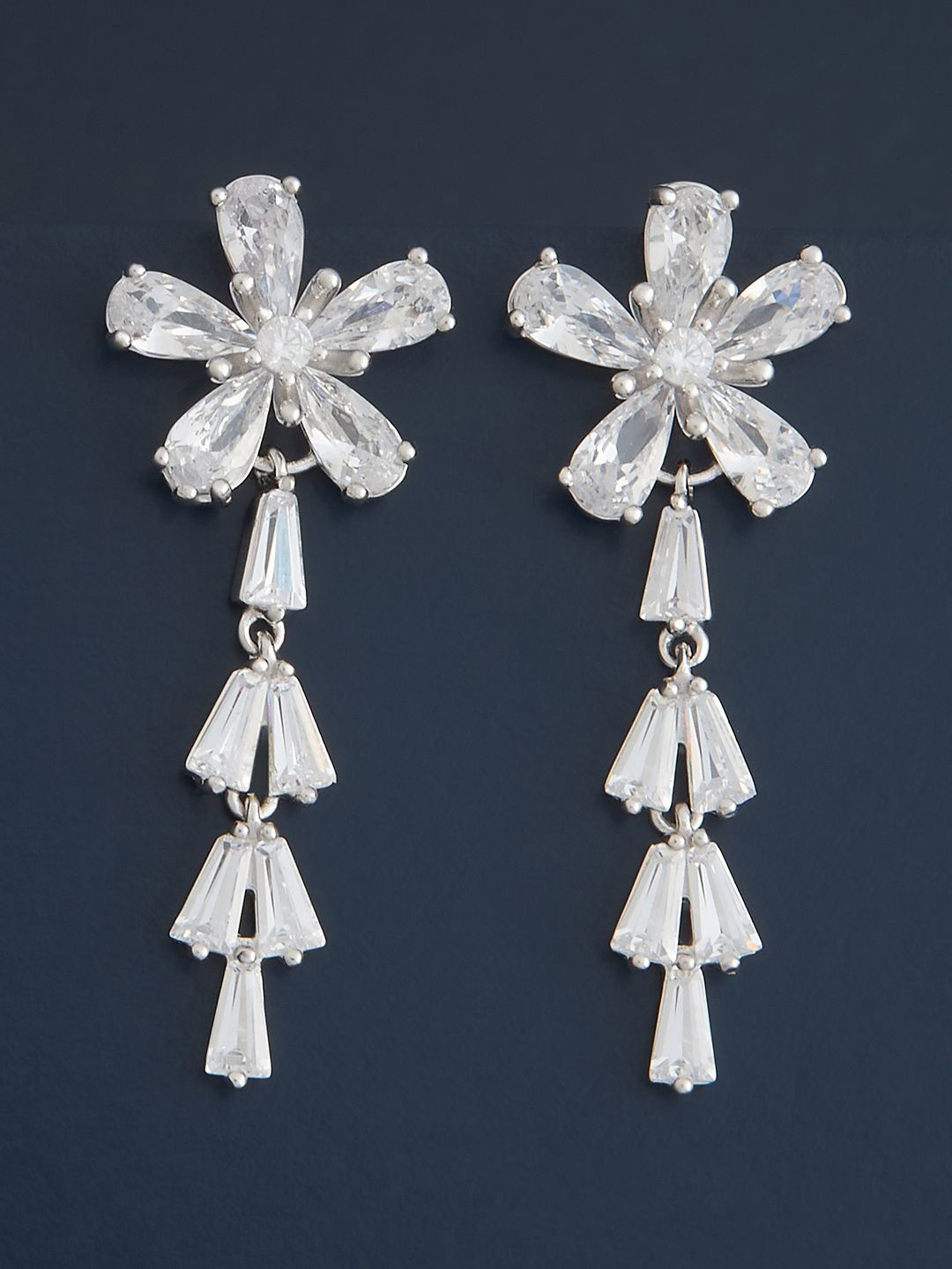 

Kushal's Fashion Jewellery Sterling Silver Zircon Rhodium-Plated Drop Earrings