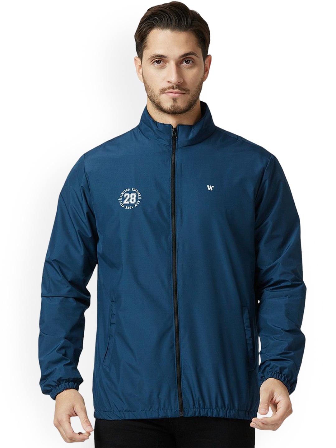 

Zeel Men Storm Essential Typography Detail Windcheater Sporty Jacket, Navy blue