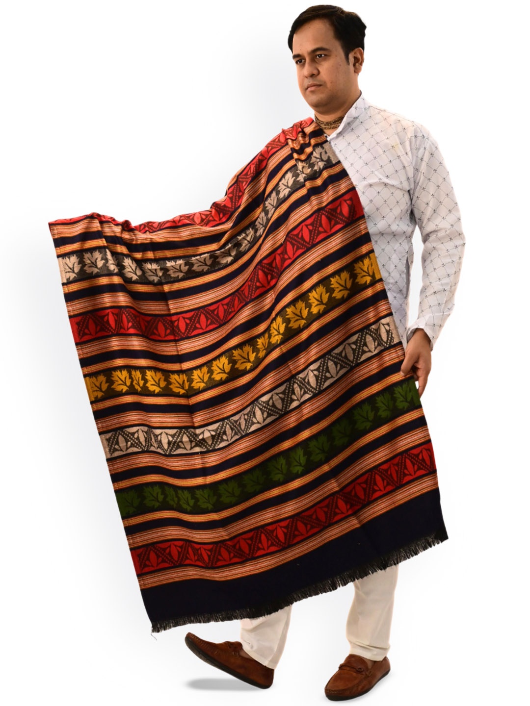 

Vrinde Floral Printed Kashmiri Design Pure Woollen Shawl, Red