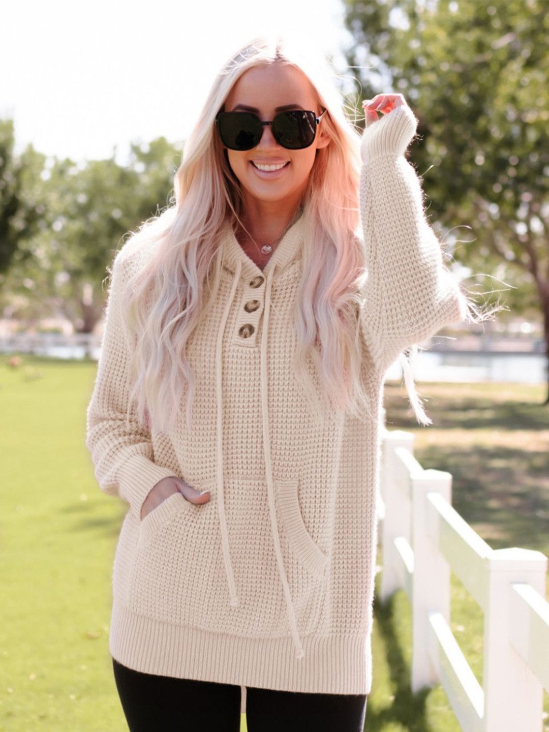 

StyleCast Women Self Design V - Neck Pullover Sweater, Peach