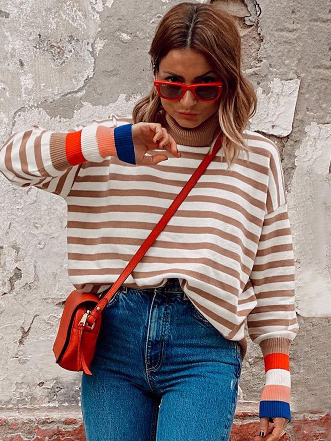 

StyleCast Women Striped Pullover, White