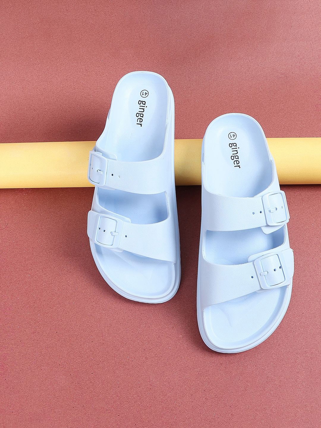 

Ginger by Lifestyle Women Rubber Flip Flops With Buckle Detailed, Blue