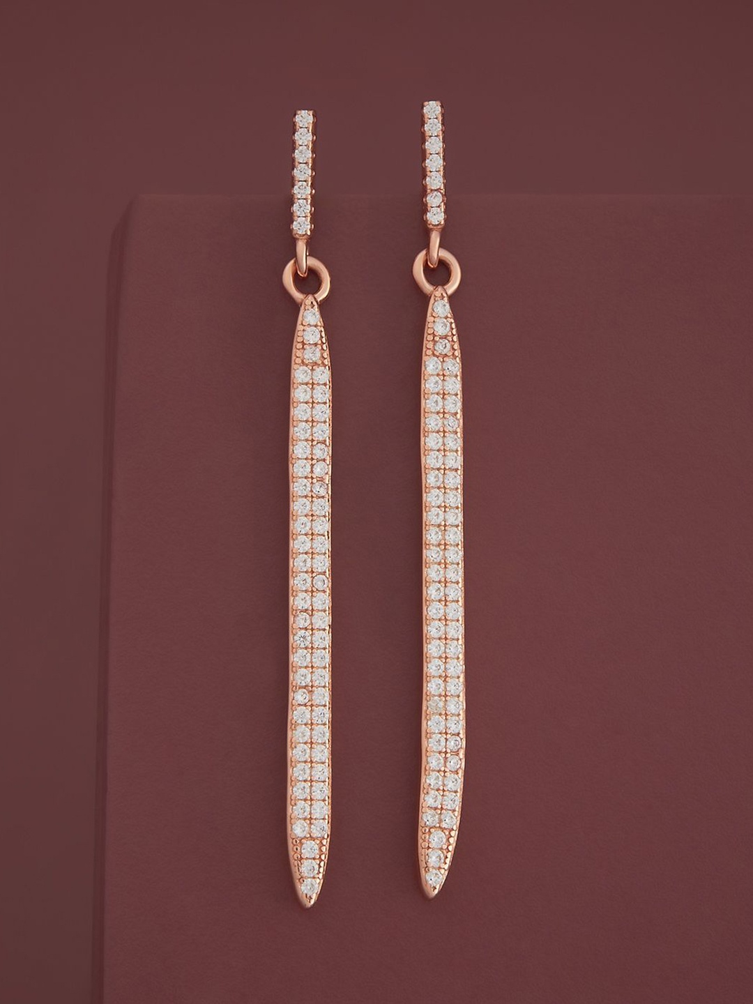 

Kushal's Fashion Jewellery Sterling Silver Zircon Rose Gold-Plated Drop Earrings