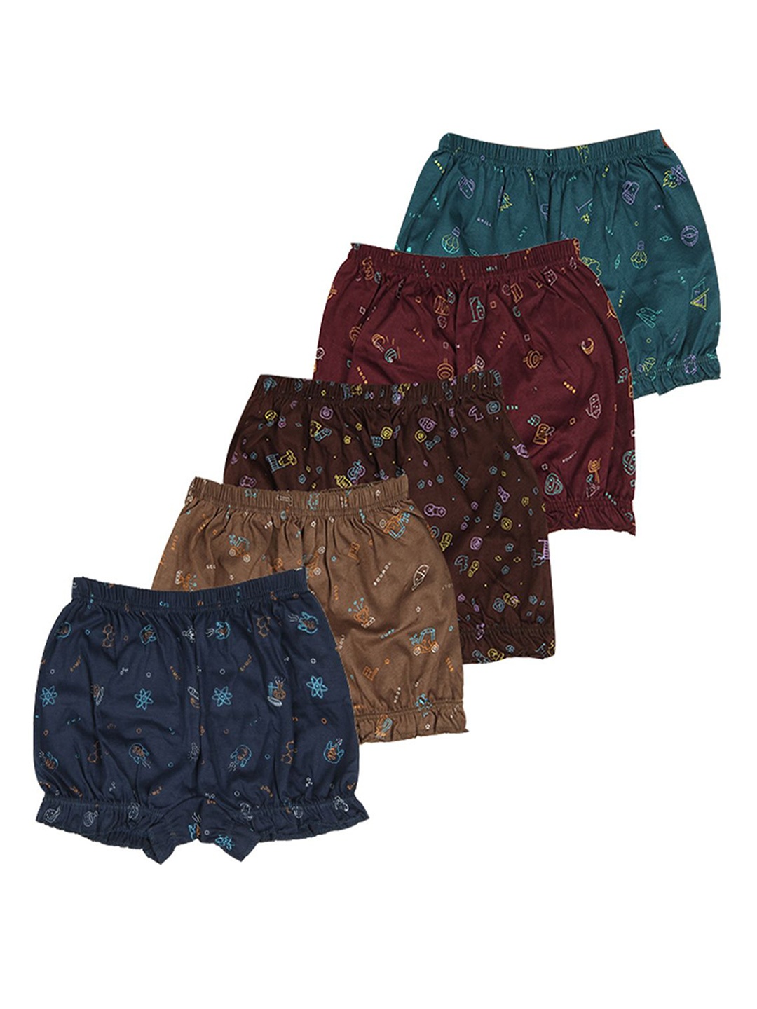 

YELLOWDELIGHT Infant Girls Pack Of 5 Printed Cotton Briefs YD 693 Ramvi (g) bloomer 0-6m-5, Navy blue