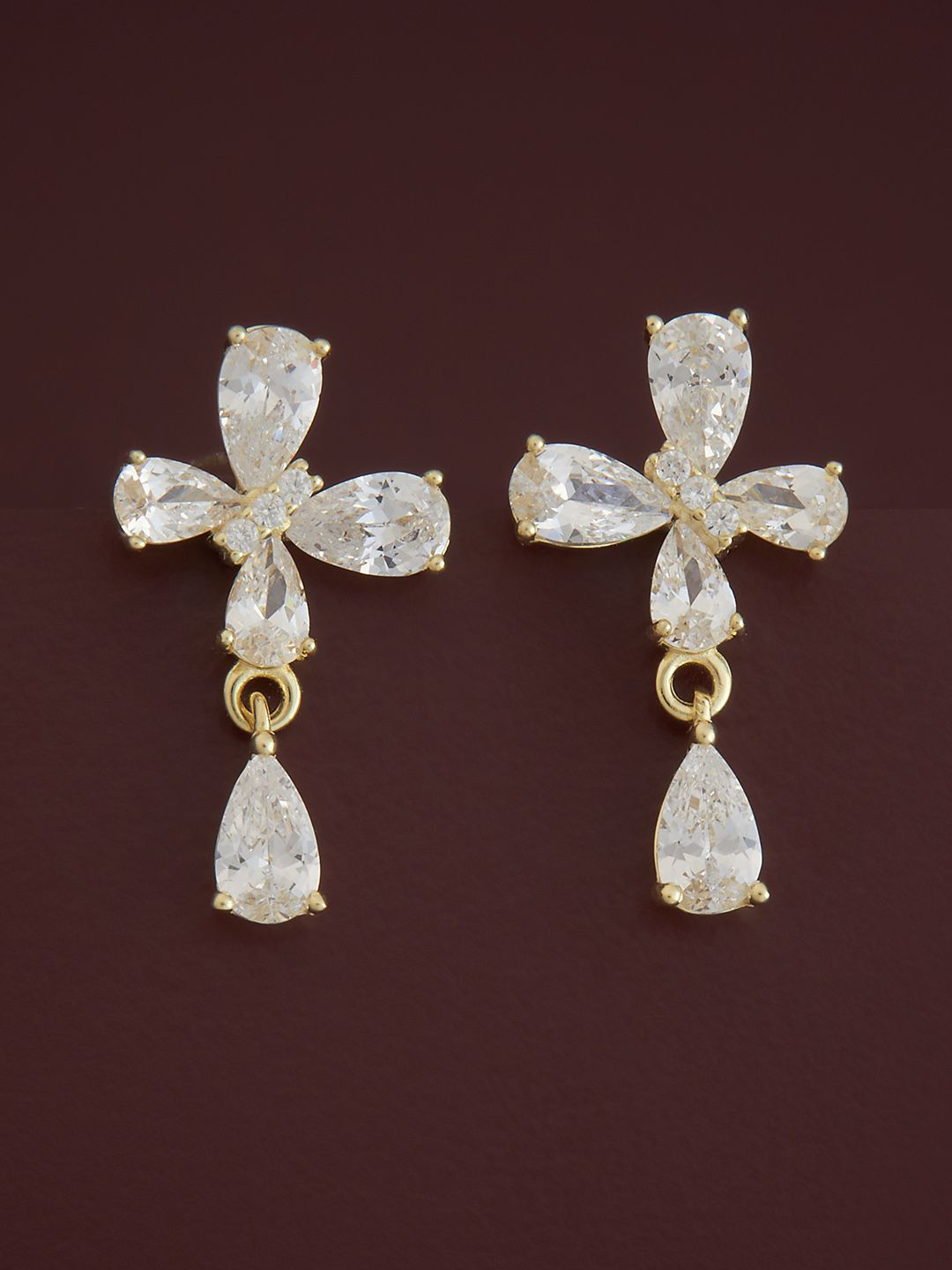 

Kushal's Fashion Jewellery Sterling Silver Zircon Gold-Plated Drop Earrings