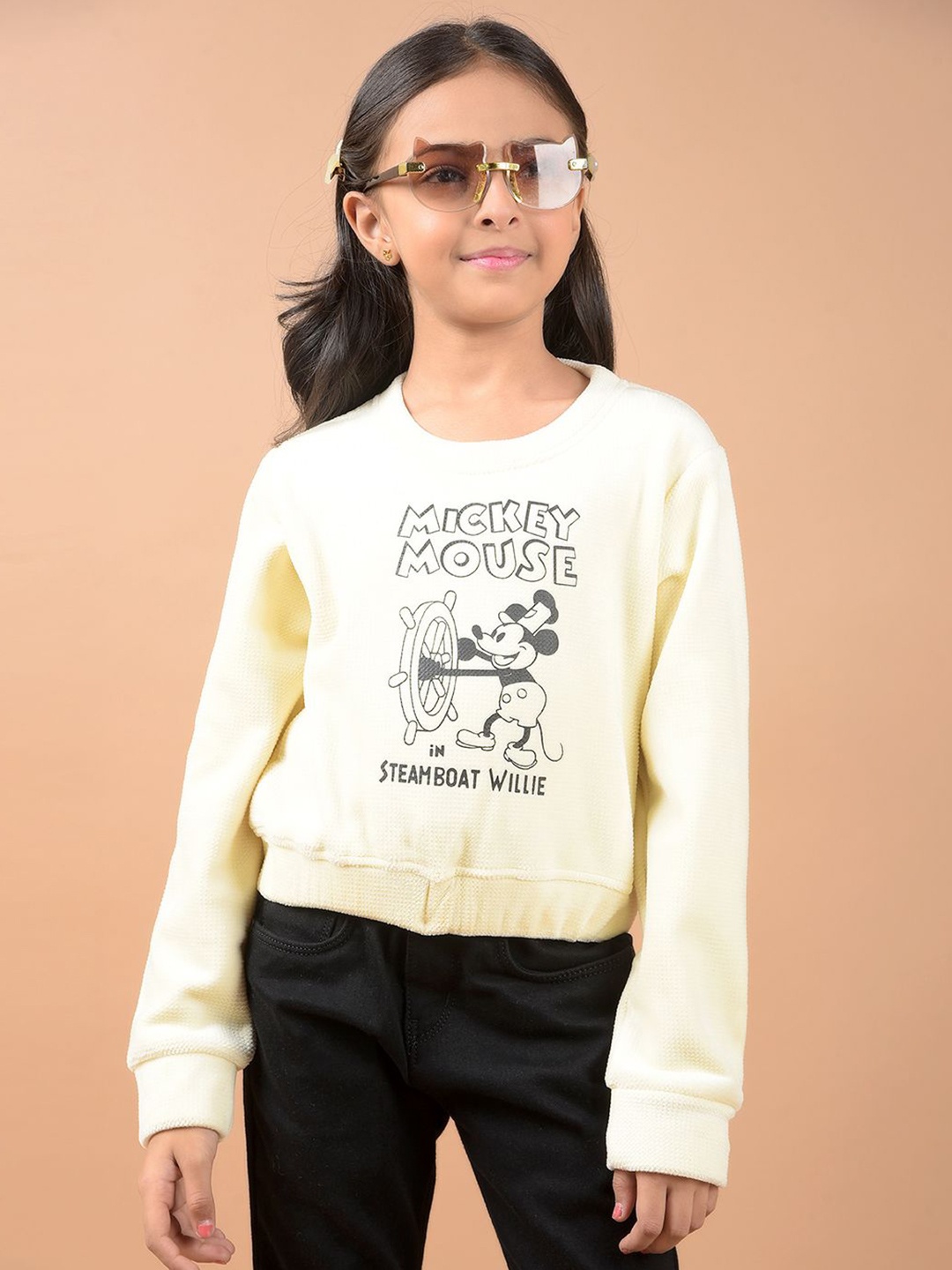 

Crimsoune Club Girls Self Design Sweatshirt, Cream