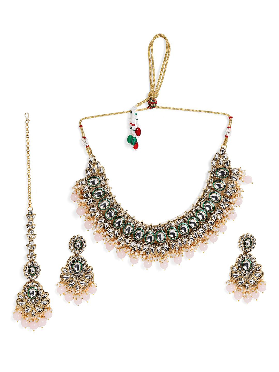 

Priyaasi Gold-Plated Stones-Studded & Beaded Jewellery Set