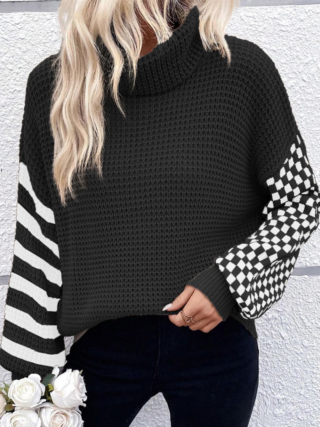 

StyleCast Women Striped Long Sleeves Cardigan, Black