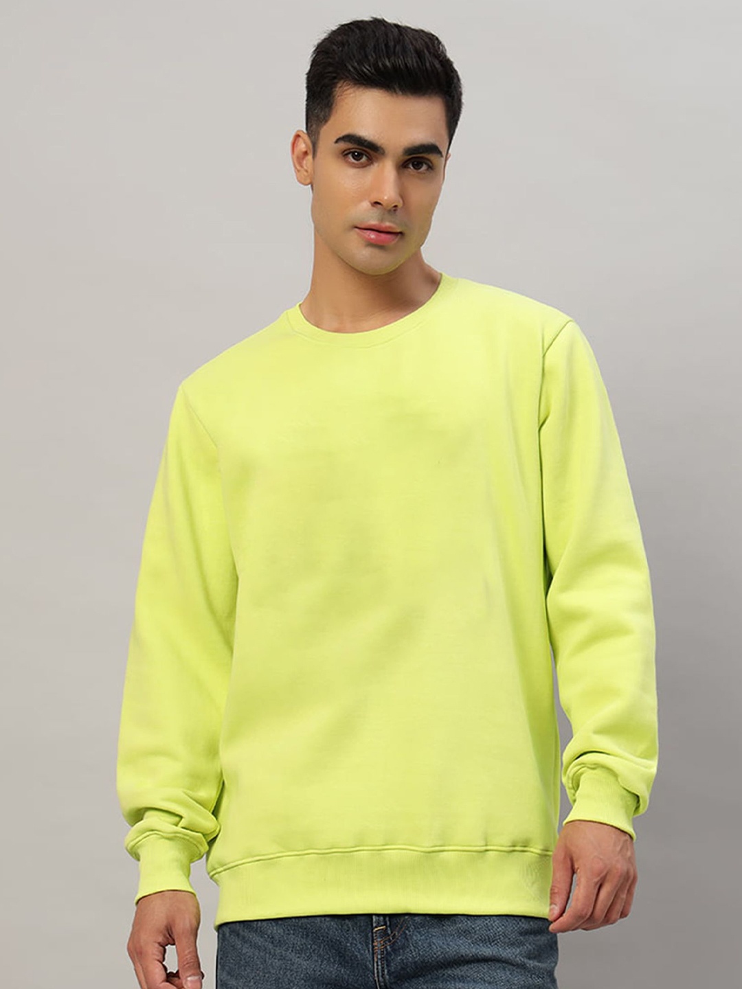 

Juxar Men Cotton Round Neck Long Sleeves Pullover Sweatshirt, Sea green