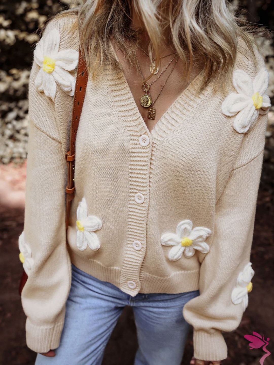 

StyleCast Women Floral Printed Long Sleeves Cardigan, Beige