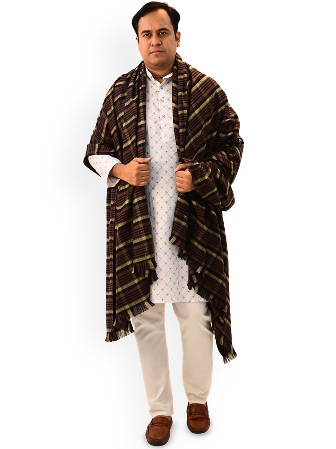 

Vrinde Men Checked Woollen Shawl, Purple