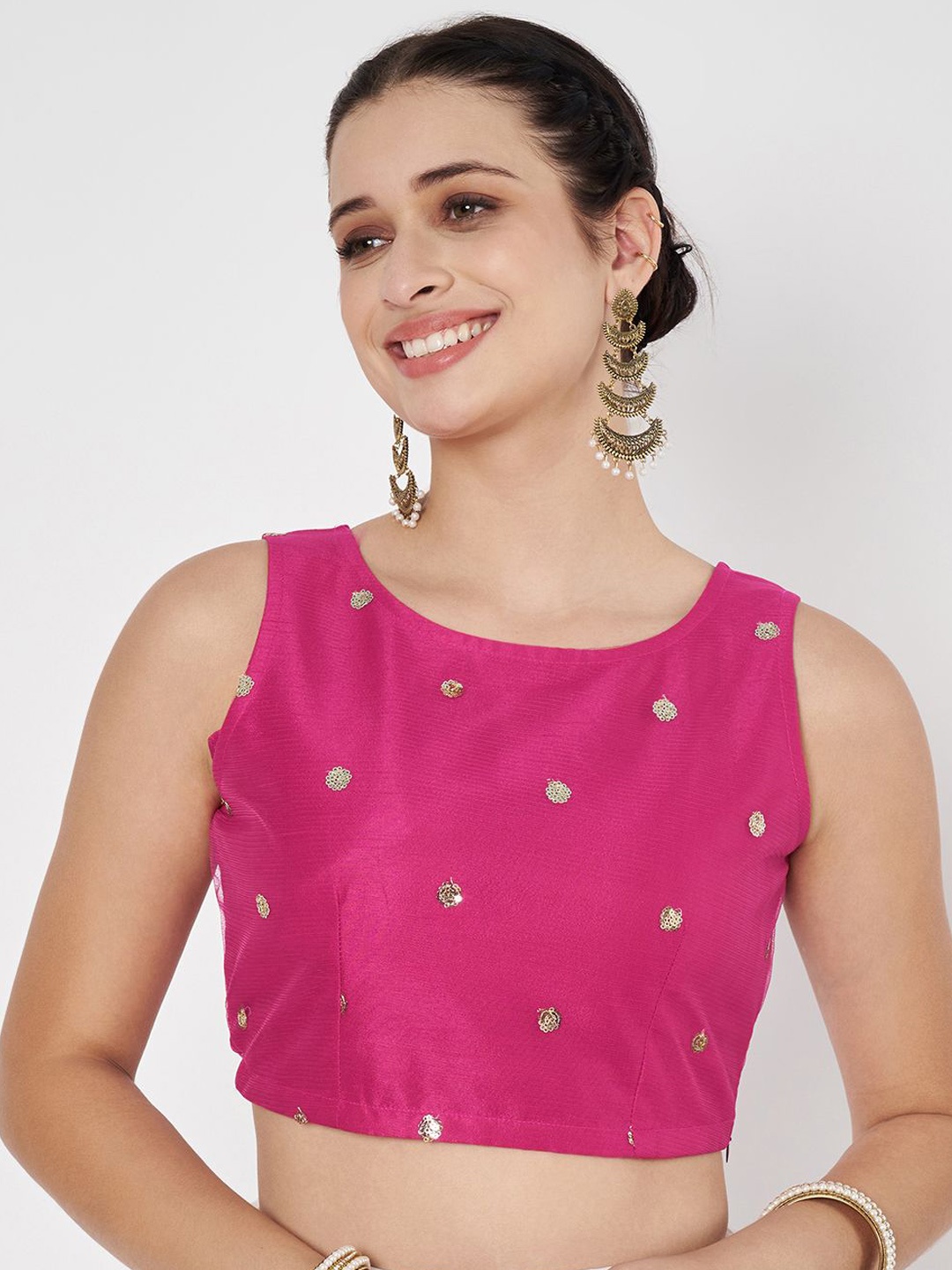 

studio rasa Women Embroidered Saree Blouse, Pink