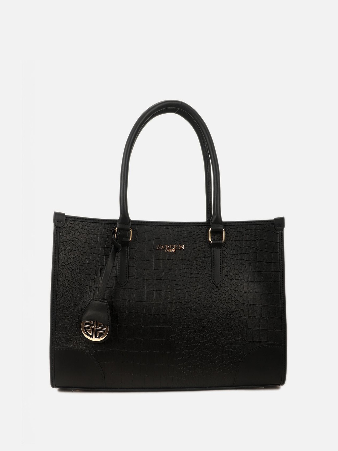 

Carlton London Animal Textured Structured Shoulder Bag, Black